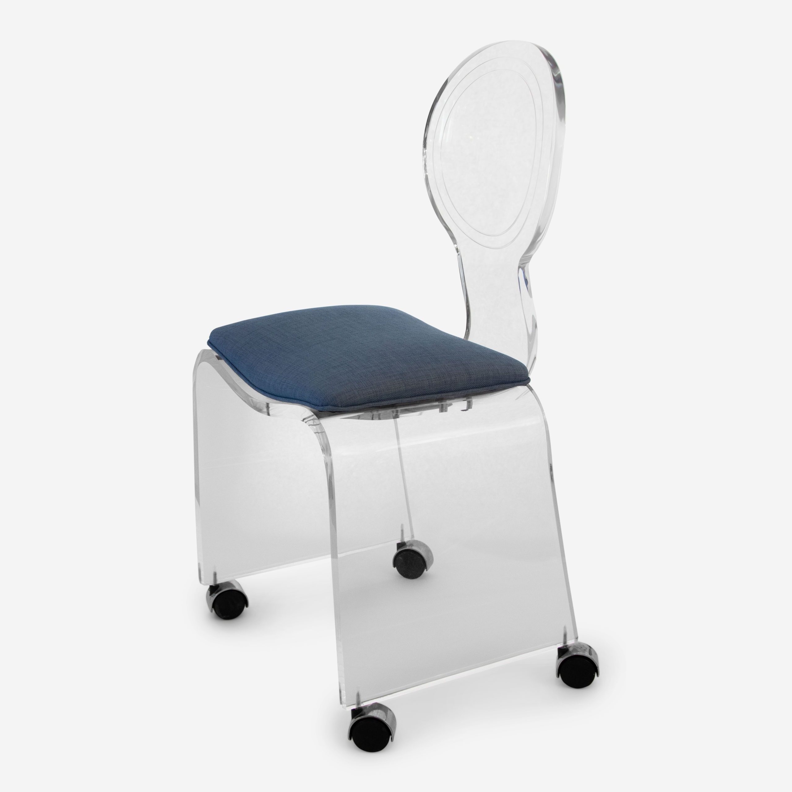 Lucite Vanity Stool With Wheels The, Lucite Vanity Stool On Wheels