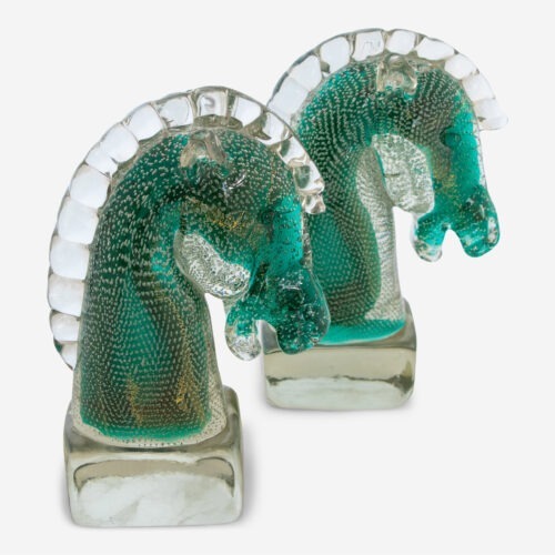 Pair of Rare Murano Glass Horse Heads